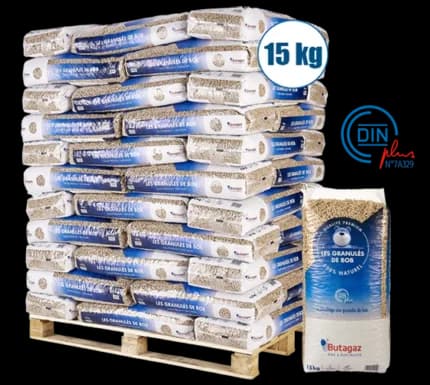 Pellets de bois Butagaz, palette de 66 sacs de 15 kg